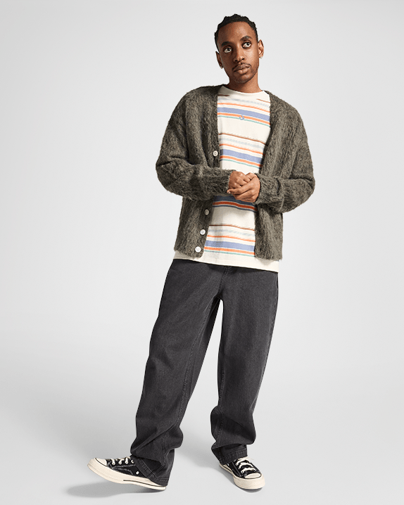 Open Hem Baggy Denim Pants